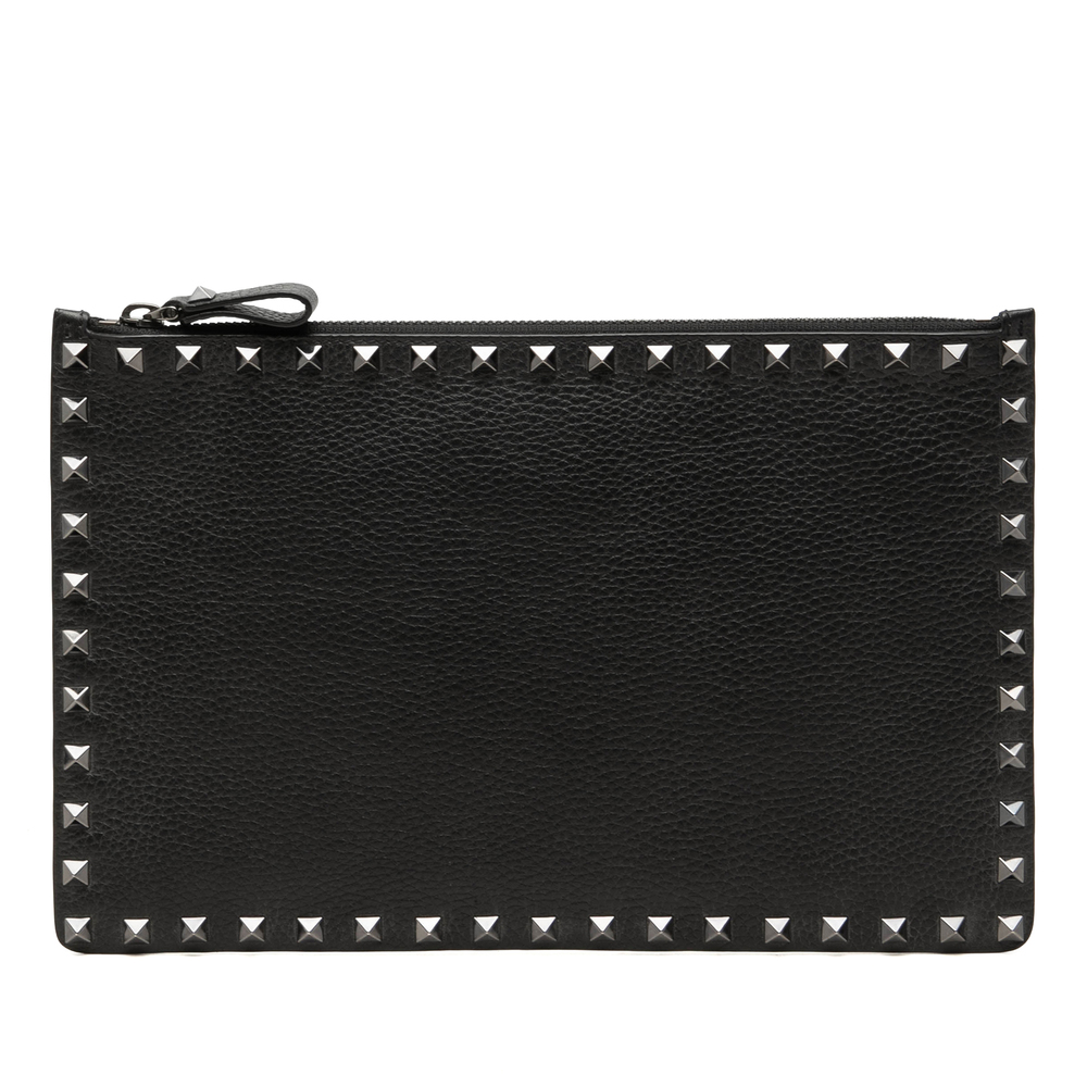 Pre-Loved Valentino Grained Calfskin Rockstud Clutch